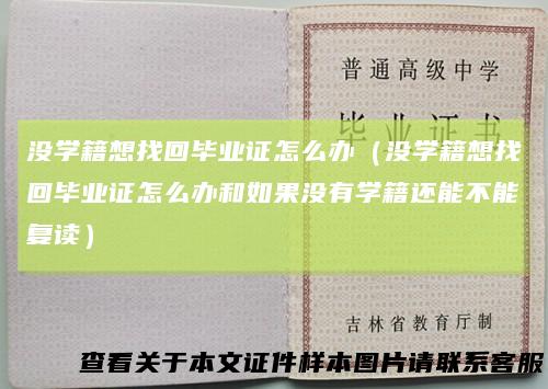 没学籍想找回毕业证怎么办（没学籍想找回毕业证怎么办和如果没有学籍还能不能复读）