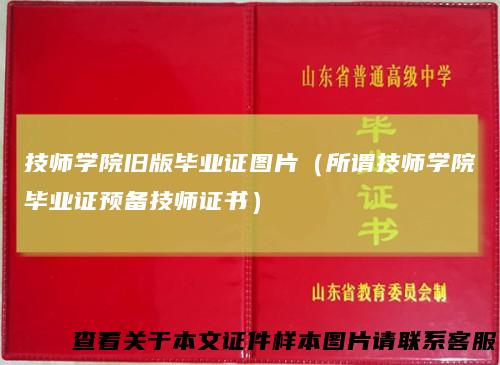 技师学院旧版毕业证图片（所谓技师学院毕业证预备技师证书）