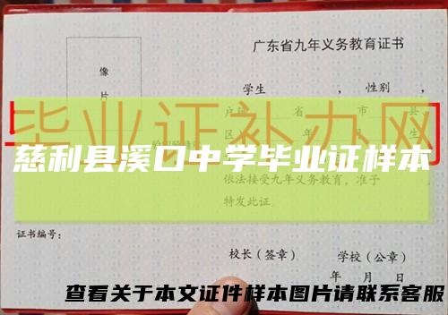 慈利县溪口中学毕业证样本