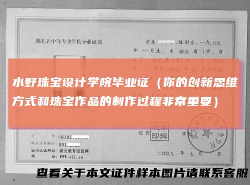 水野珠宝设计学院毕业证(你的创新思维方式和珠宝作品的制作过程非常重要)