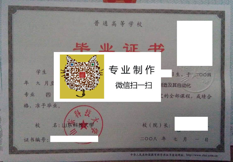 山东科技大学毕业证样本