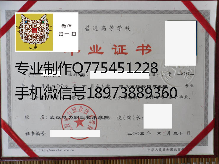 武汉电力职业技术学院毕业证样本