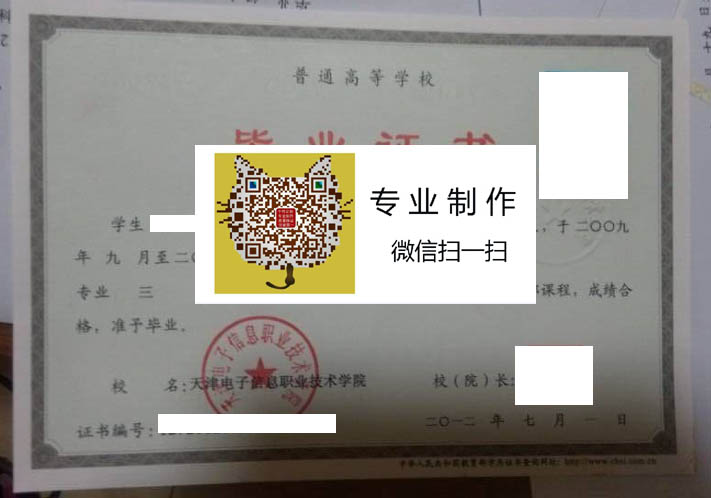 天津电子信息职业技术学院毕业证样本