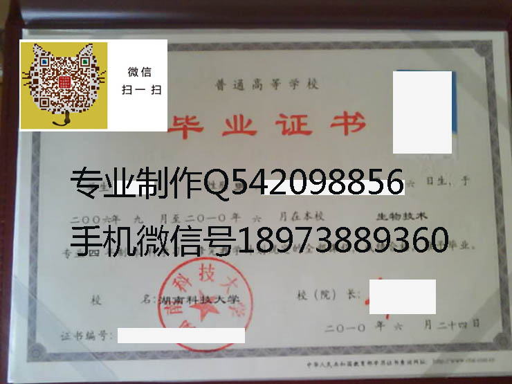 湖南科技大学毕业证样本