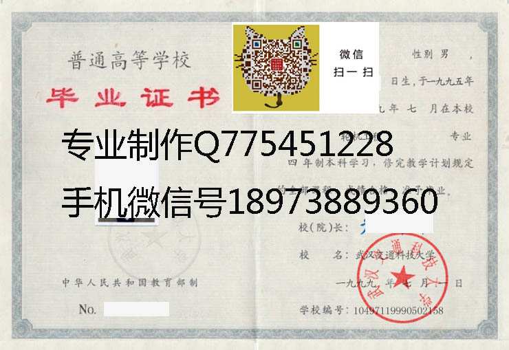 武汉交通科技大学毕业证样本