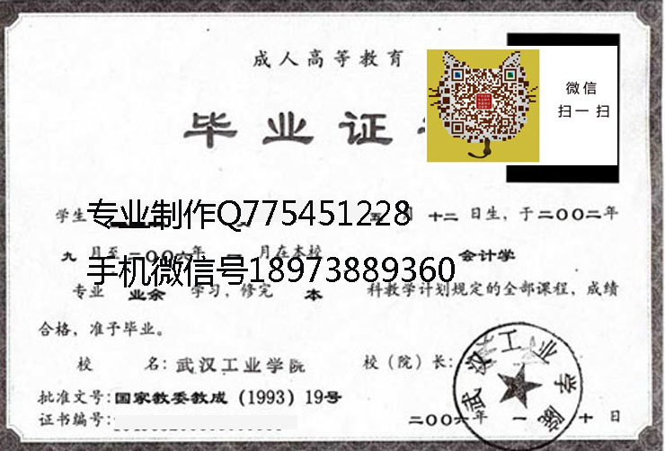 武汉轻工业大学（武汉工业学院）毕业证样本