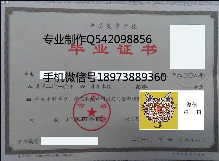广东药科大学毕业证样本