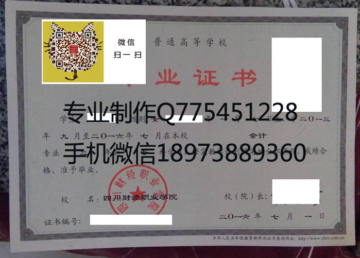 四川财经职业学院毕业证样本