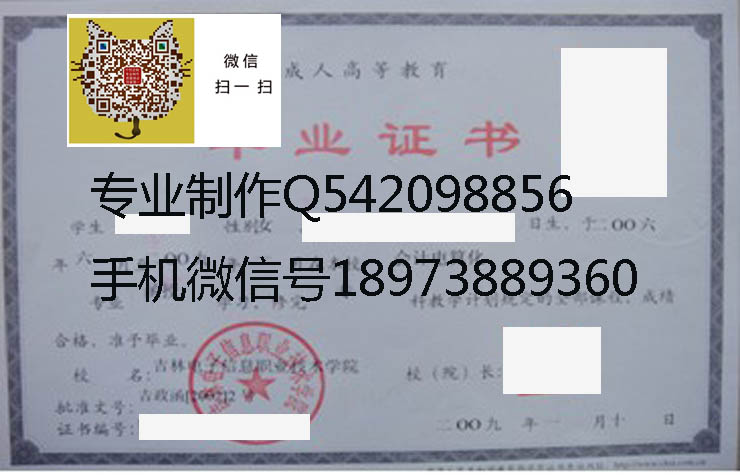 吉林电子信息职业技术学院毕业证样本