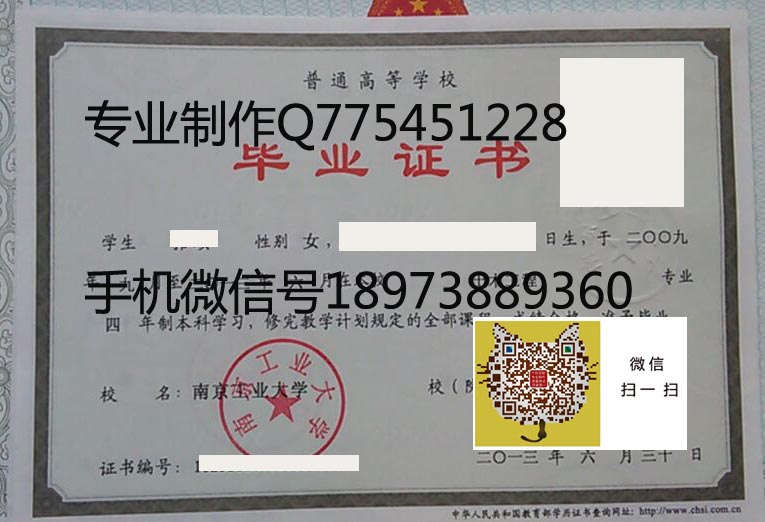 南京工业大学毕业证样本