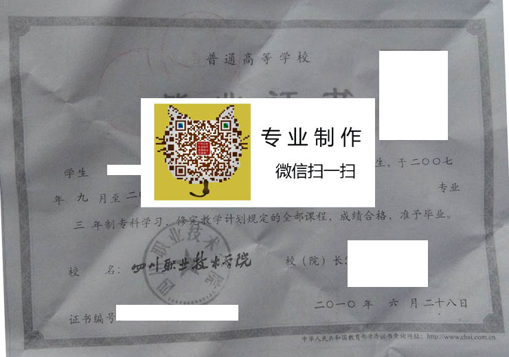 四川职业技术学院毕业证样本