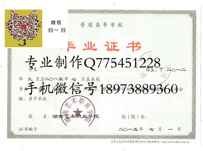 湖南艺术职业学院毕业证样本