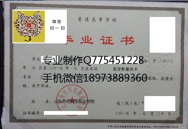 山东杏林科技职业学院毕业证样本