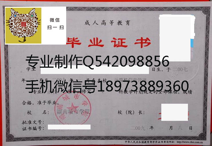 湖南城市学院毕业证样本