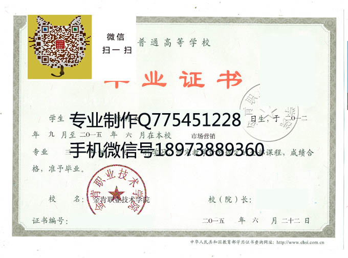 金肯职业技术学院毕业证样本