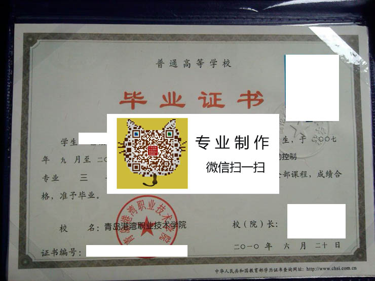 青岛港湾职业技术学院毕业证样本