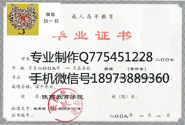 陕西教育学院毕业证样本