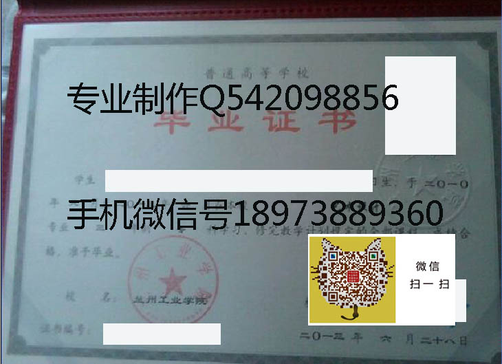 兰州工业学院2013年毕业证样本
