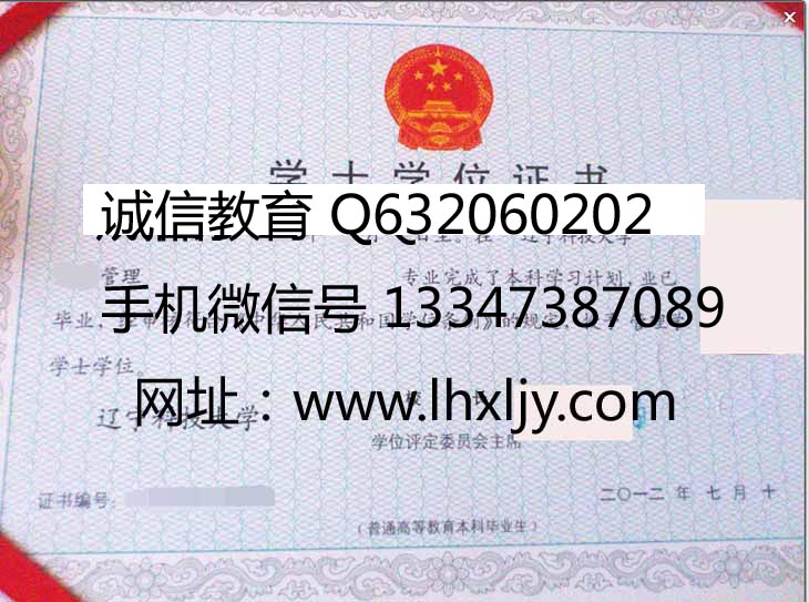 辽宁科技大学学位证样本