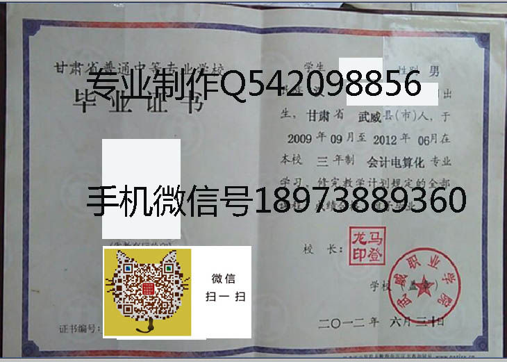 武威职业学院中专毕业证样本
