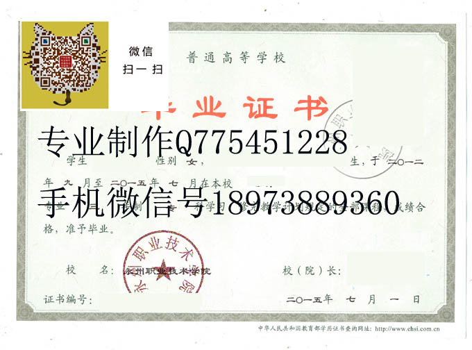 永州职业技术学院毕业证样本