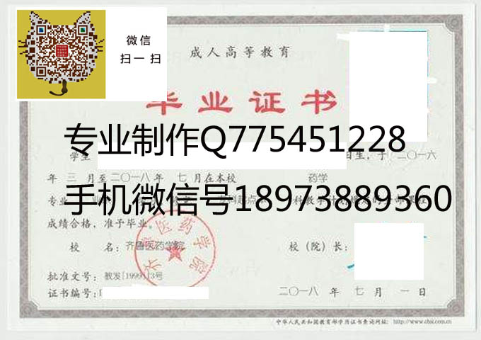齐鲁医药学院毕业证样本