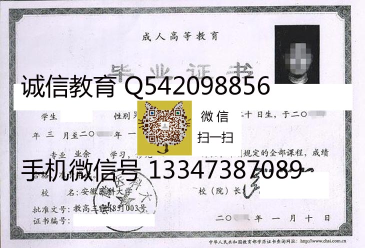 安徽医科大学2005年毕业证样本