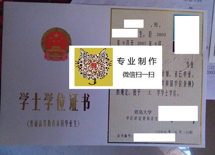 青岛大学学位证样本