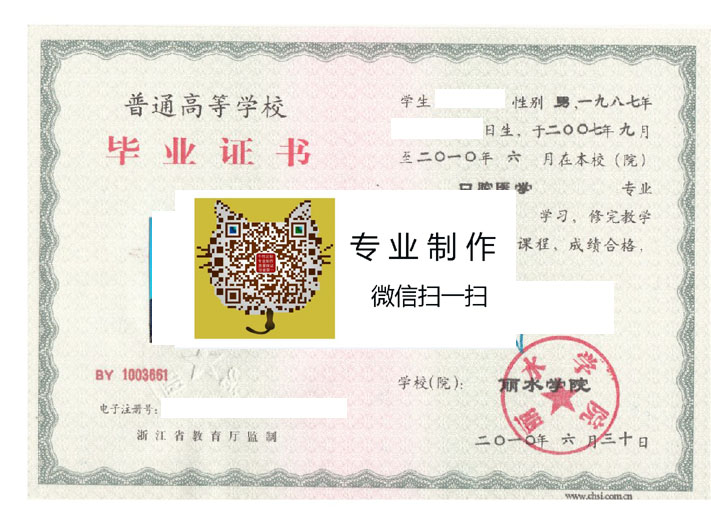 丽水学院毕业证样本