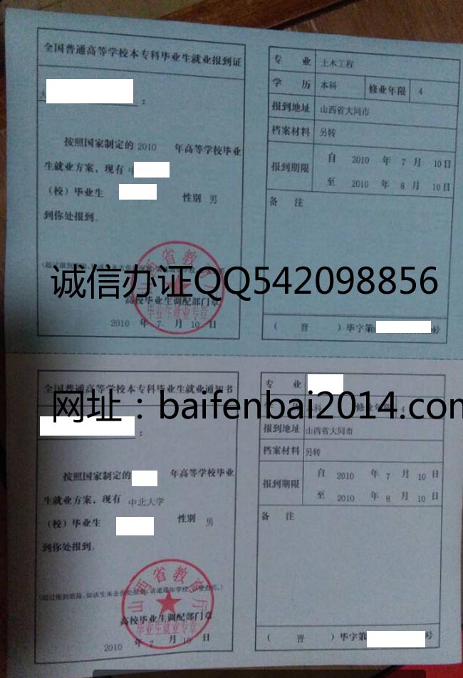 山西省报到证样本