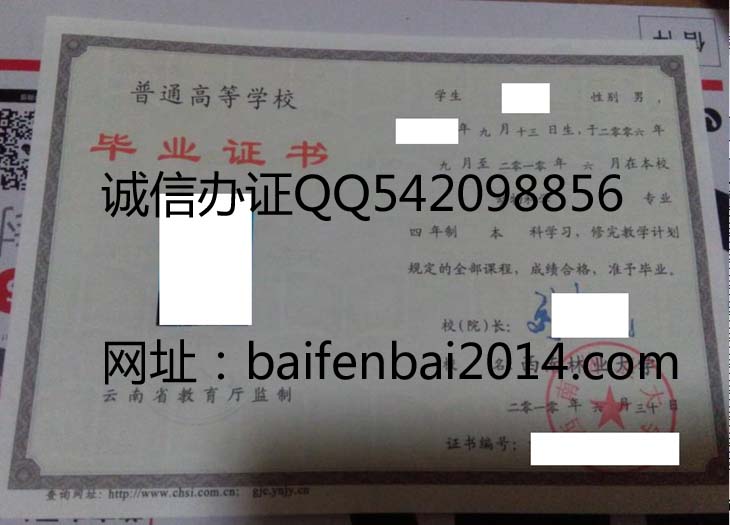 西南林业大学2010年毕业证样本