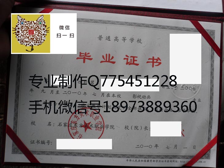 石家庄东方美术职业学院2010年毕业证样本