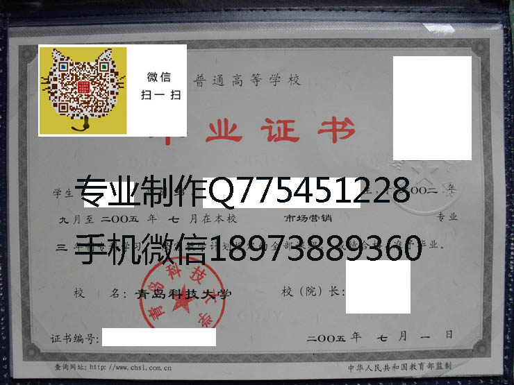 青岛科技大学毕业证样本