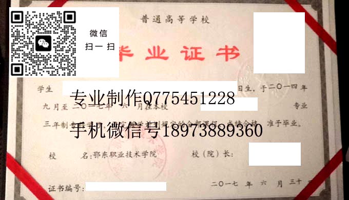 鄂东职业技术学院历届毕业证样本模版图片