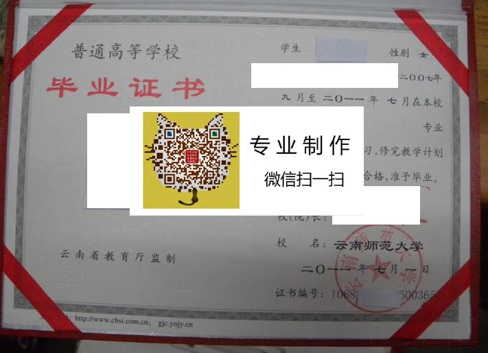 云南师范大学毕业证样本