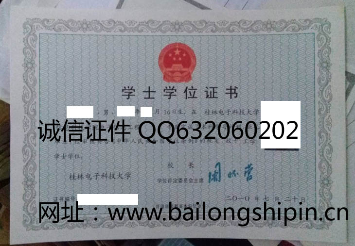 桂林电子科技大学信息科技学院学位证样本