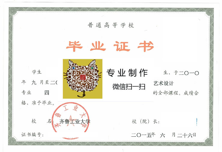 齐鲁工业大学2015年毕业证样本图片