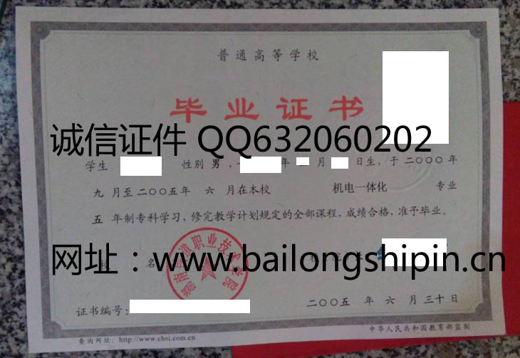 湖南铁道职业技术学院2005年毕业证样本