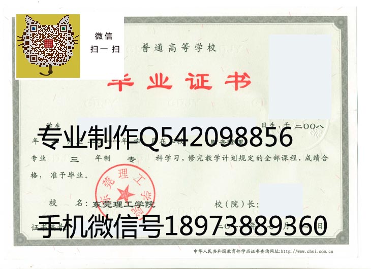 东莞理工学院2011年毕业证样本