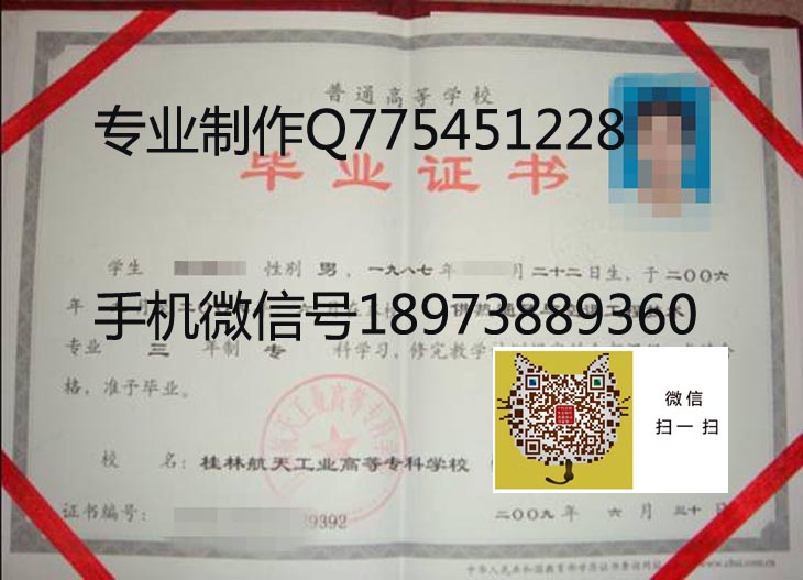 桂林航天工业高等专科学校2009年毕业证样本