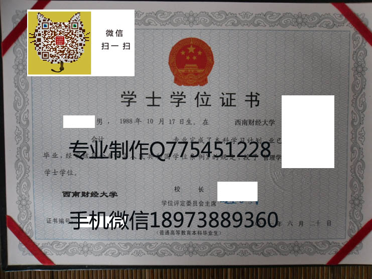 2011年西南财经大学学位证样本