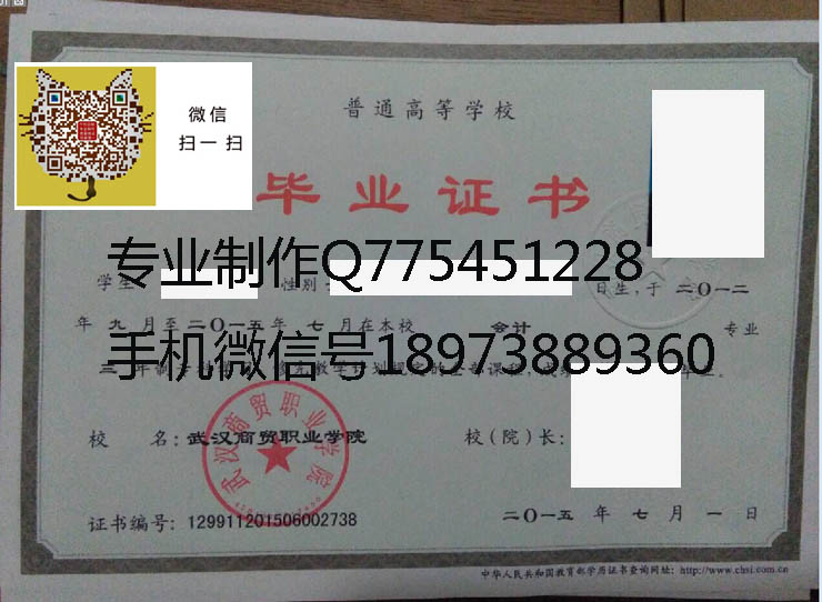 武汉商贸职业学院毕业证样本