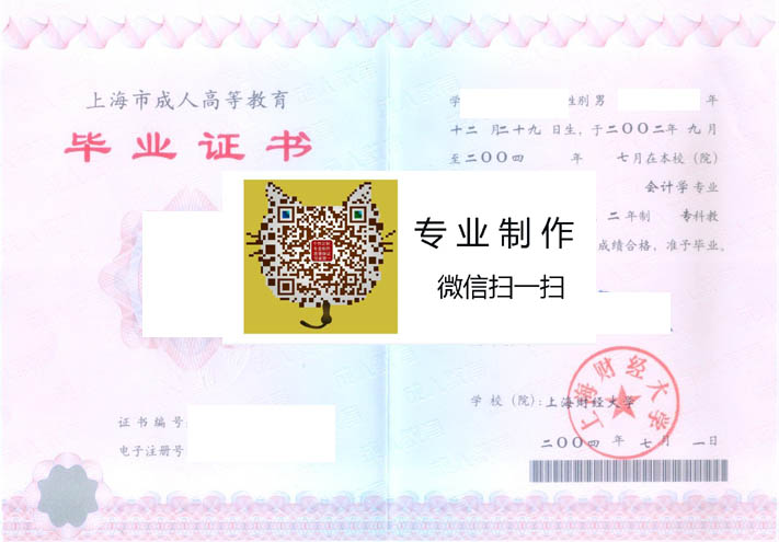 上海财经大学毕业证样本