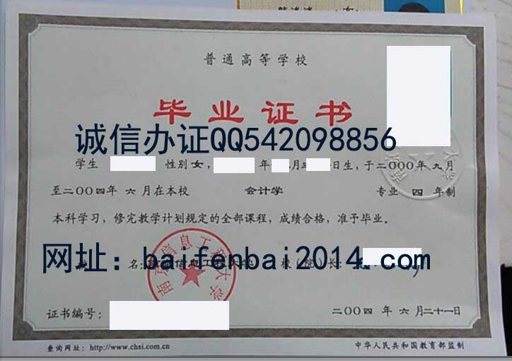 南京信息工程大学2004年毕业证样本