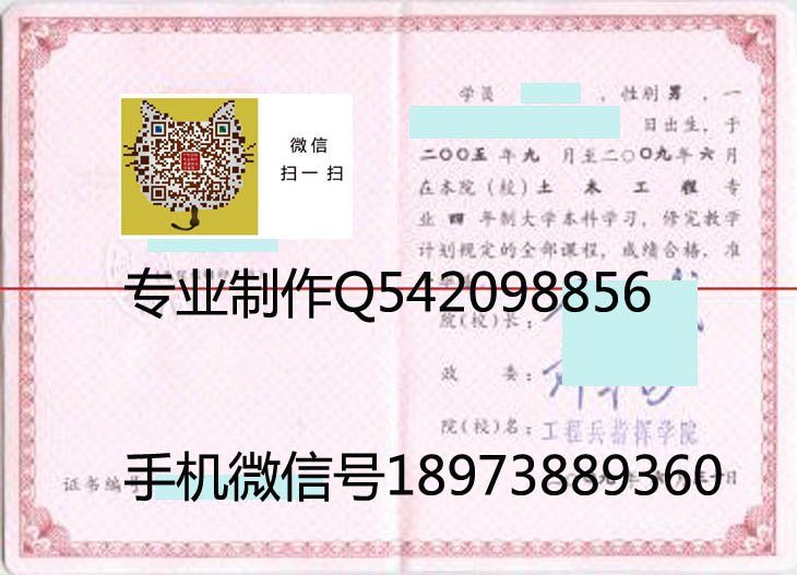 工程兵指挥学院2009年毕业证样本