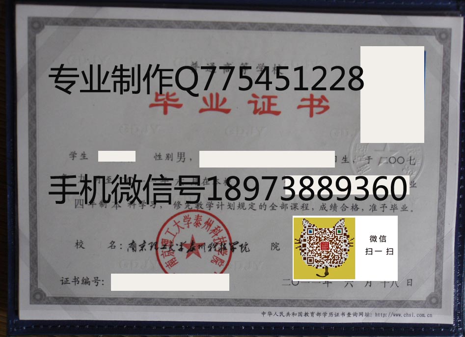 南京理工大学泰州科技学院毕业证样本