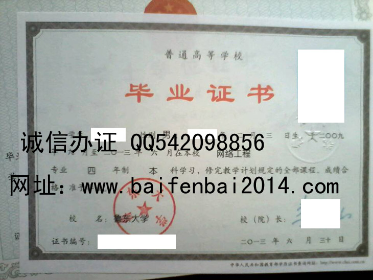 鲁东大学2013年毕业证样本