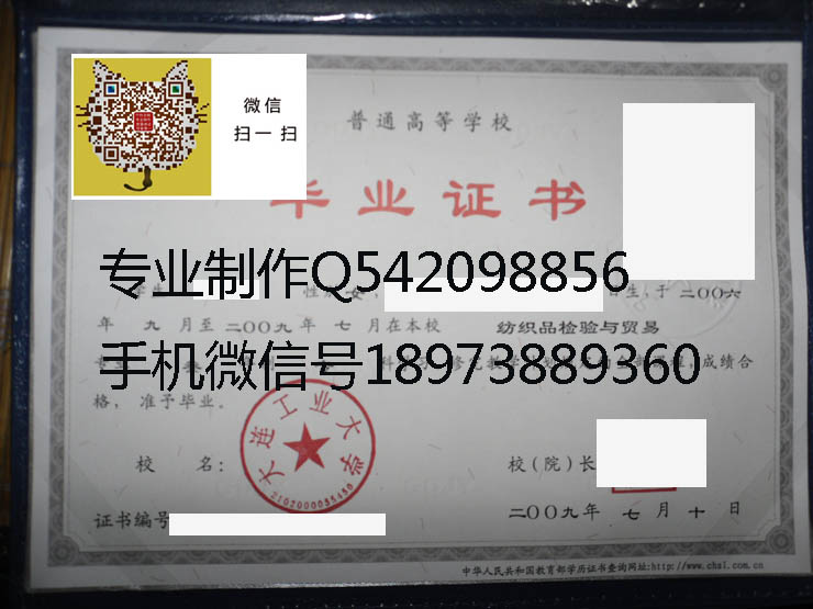 大连工业大学(大连轻工业学院)毕业证样本