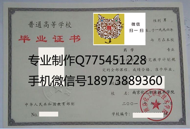 南京化工职业技术学院毕业证样本