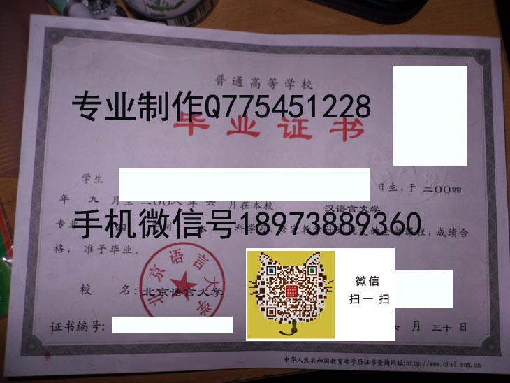北京语言大学2008年毕业证样本
